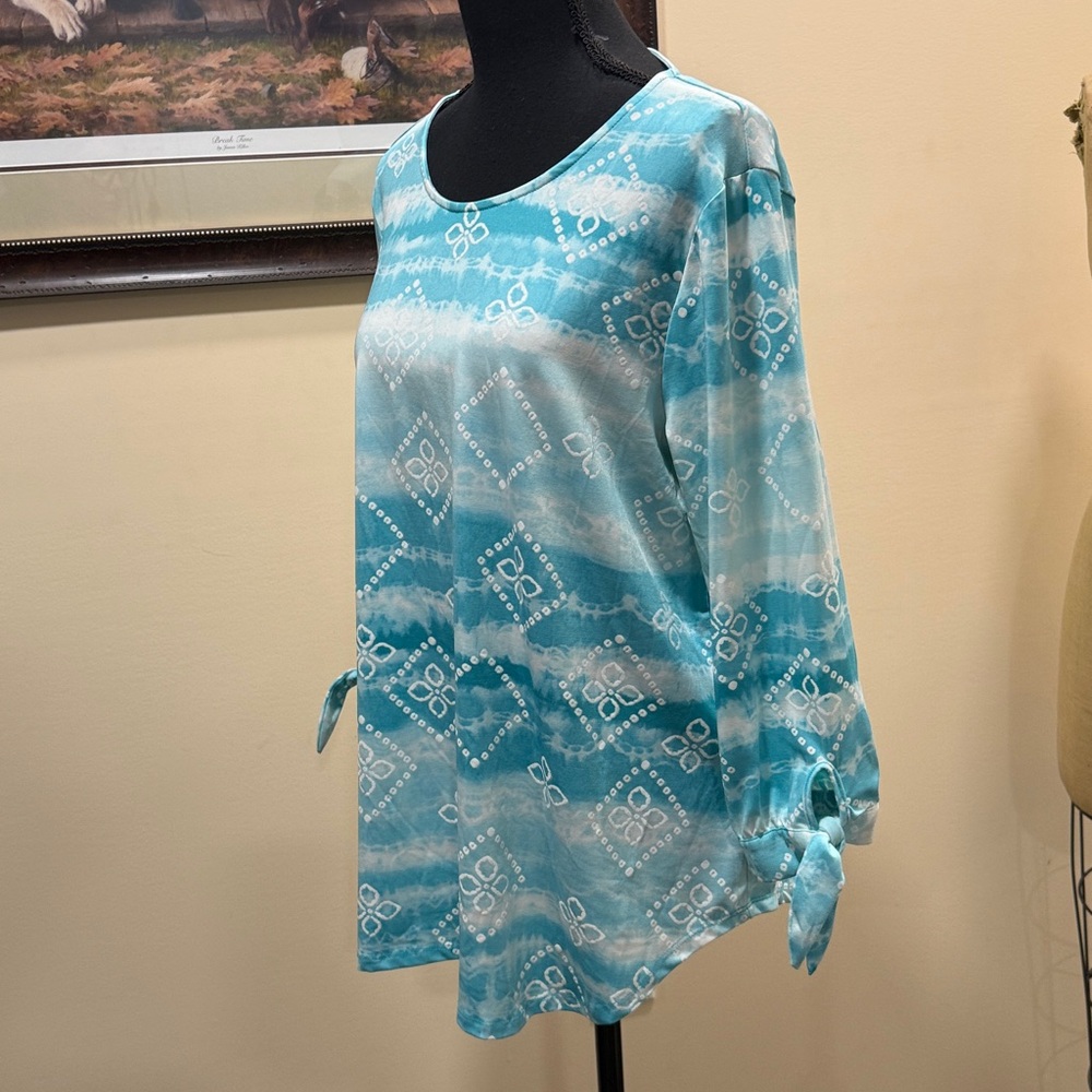 Ruby Rd Blue Long Sleeve Blouse - Picture 6 of 9
